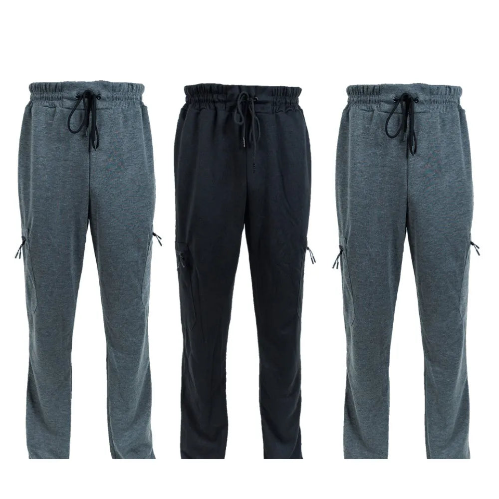 3 Pack Men's Fleece Lined Slim Fit Jogger Sweatpants | Zipper Pockets S-3XL – Wellness-Whirl