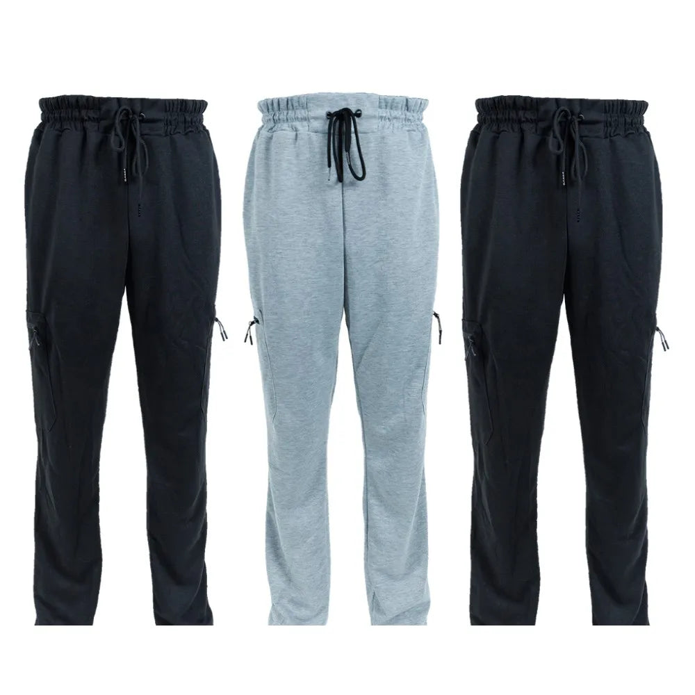 3 Pack Men's Fleece Lined Slim Fit Jogger Sweatpants | Zipper Pockets S-3XL – Wellness-Whirl