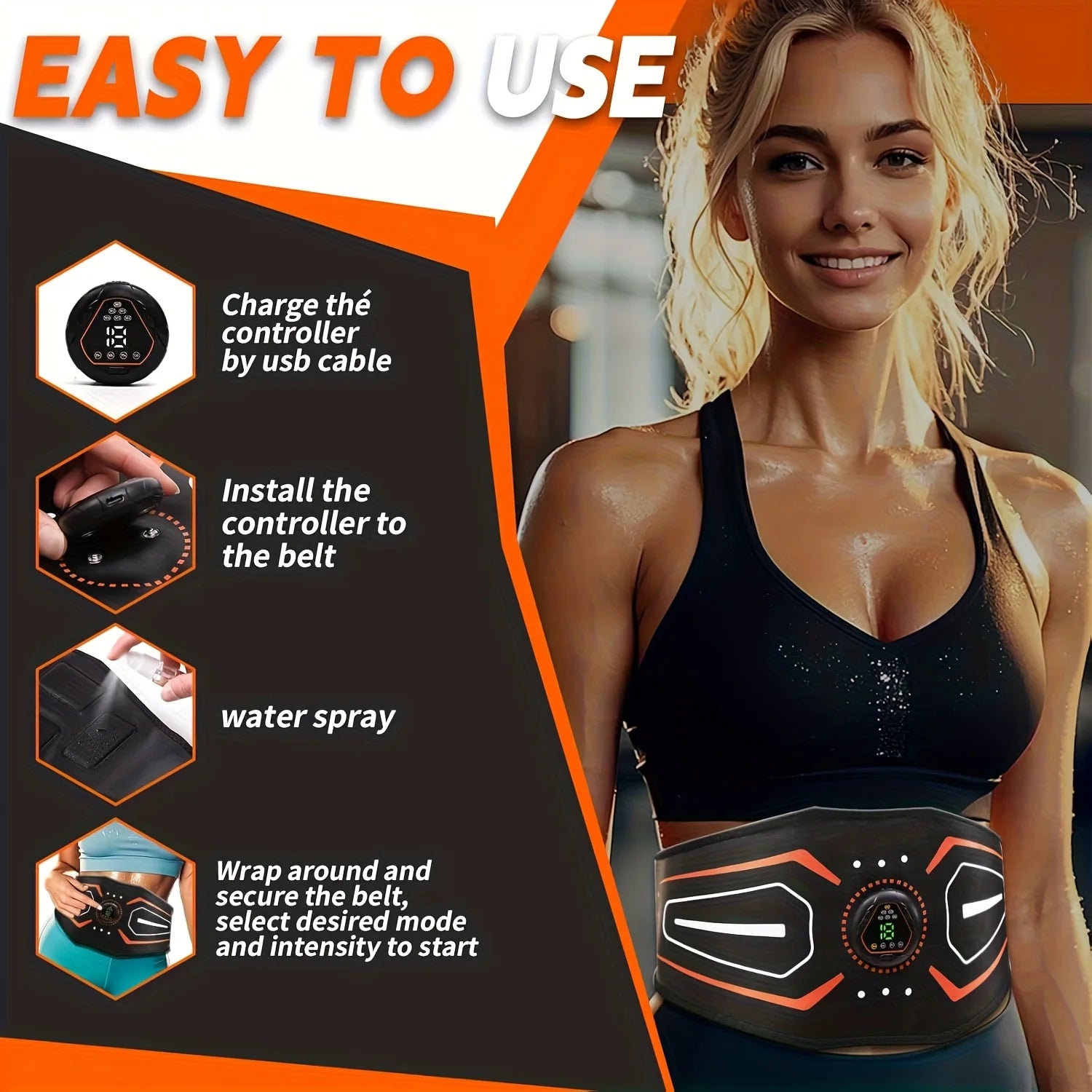 EMS Abdominal Toning Belt | Electric Muscle Stimulator Body Slimming β Wellness-Whirl