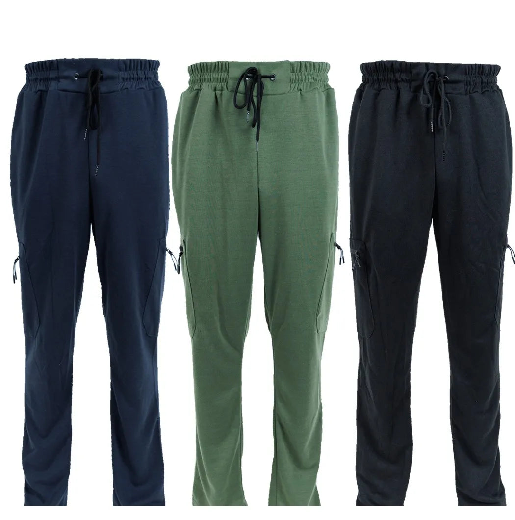 3 Pack Men's Fleece Lined Slim Fit Jogger Sweatpants | Zipper Pockets S-3XL – Wellness-Whirl