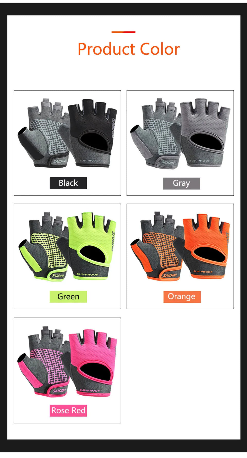 LOOGDEEL Half Finger Cycling Gloves Anti-slip Breathable Shockproof Wear-resistant Outdoor Fitness Boxing Running Unisex Gloves