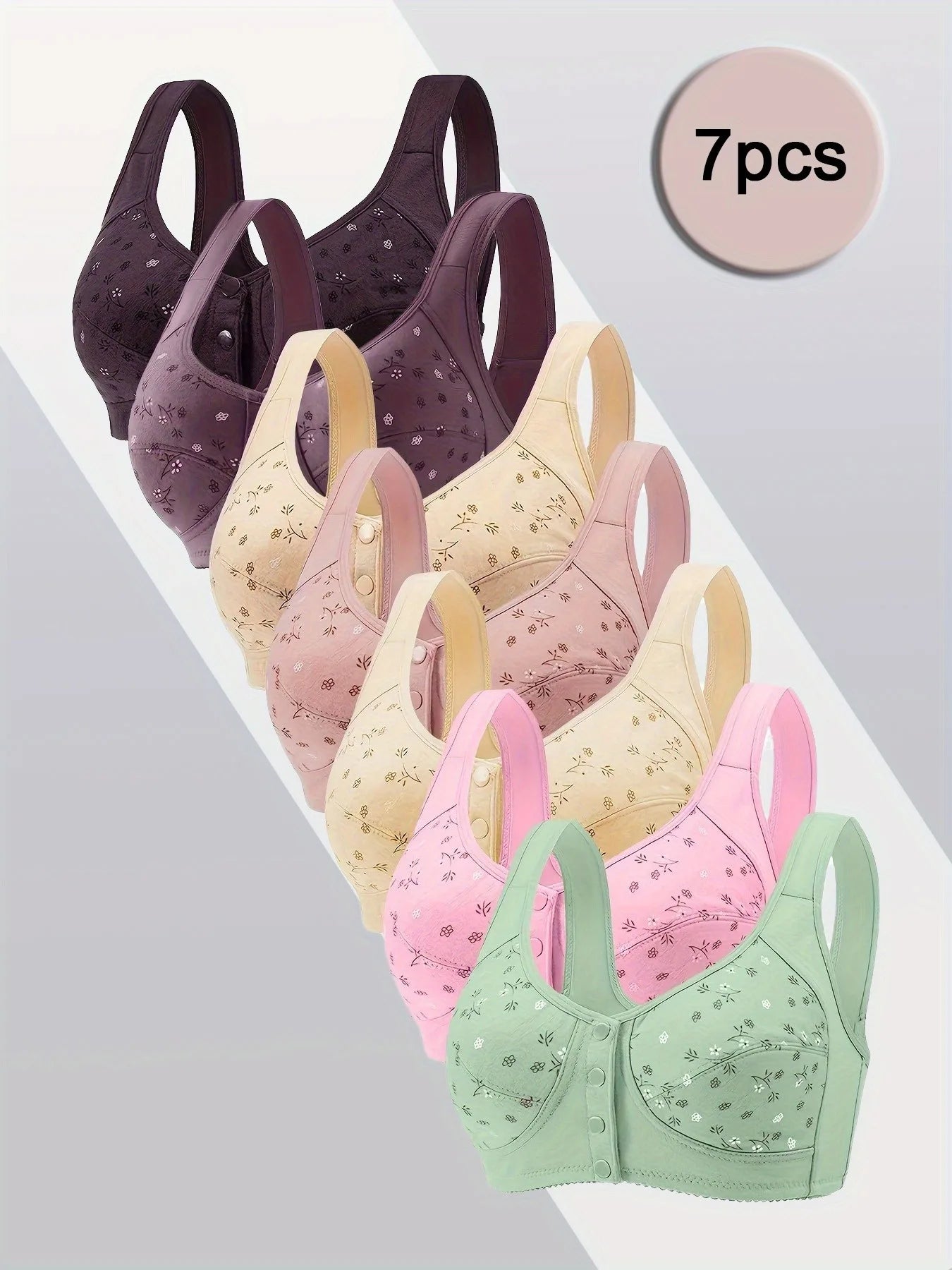 7pcs Elegant Lace Push Up Seamless Bras for Women Large Plus Size Breathable Lingerie, All-Day Wear for Breasts Brassiere Femme