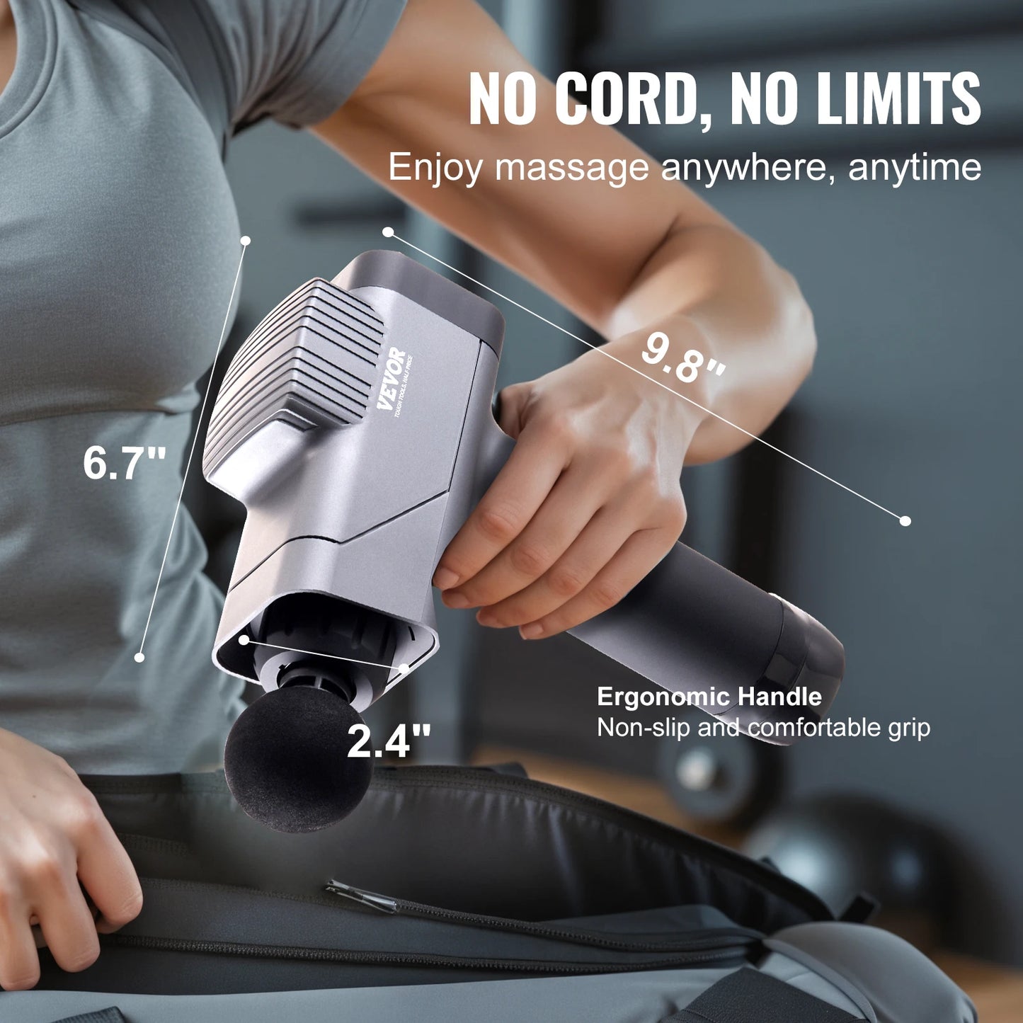 Massage Gun Deep Tissue Percussion Muscle Massager for Athletes w/ 8 Speed Levels 6 Massage Heads 16V 2500mAh Batteries