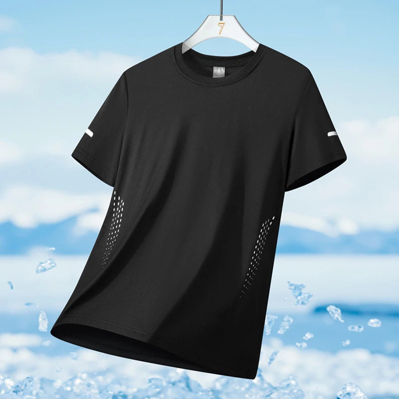 Men's Ice Silk Quick-Dry Running T-Shirt | Reflective Breathable Fitness Tee – Wellness-Whirl