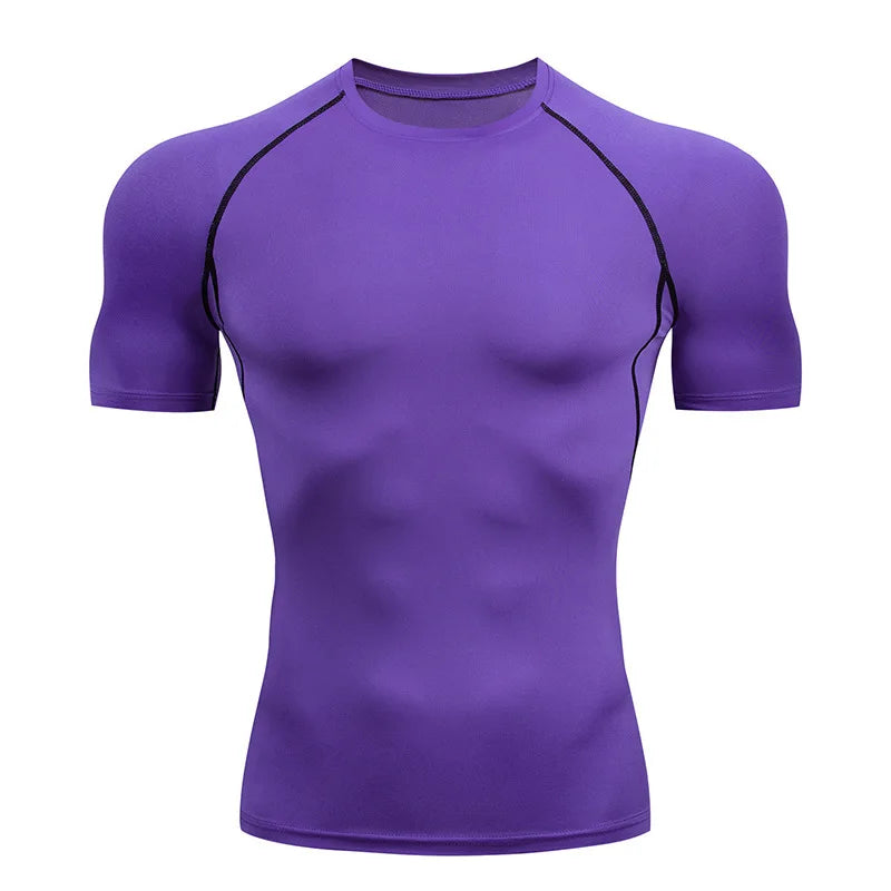 Men's Short Sleeve Compression Running T-Shirt | Gym & Athletic Fitness Tee – Wellness-Whirl
