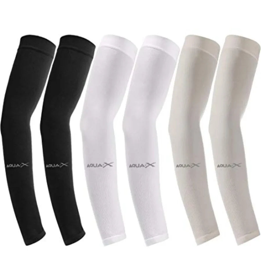 Stretch Arm Sleeves with Thumb Holes | 3-Pair Cycling Set