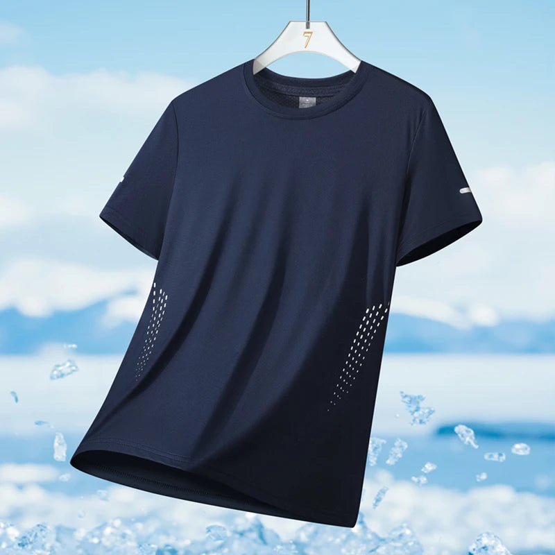 Men's Ice Silk Quick-Dry Running T-Shirt | Reflective Breathable Fitness Tee – Wellness-Whirl