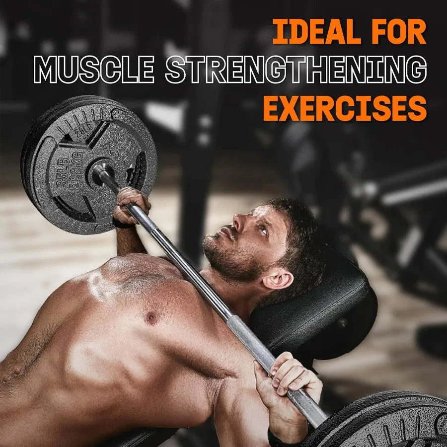 Tri-Grip Handles Cast Iron Weight Plates 2Inch Weight Plates for Weight Lifting with Smooth and Durable Finish Suitable