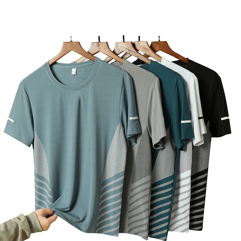 Men's Ice Silk Quick-Dry Running T-Shirt | Reflective Breathable Fitness Tee – Wellness-Whirl