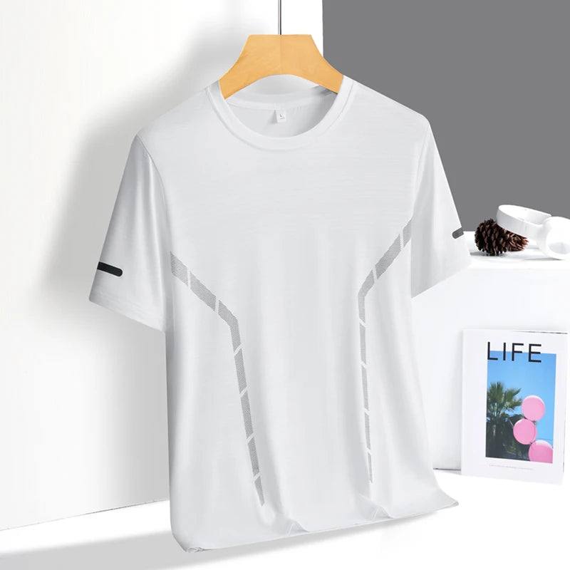 Men's Ice Silk Quick-Dry Running T-Shirt | Reflective Breathable Fitness Tee – Wellness-Whirl