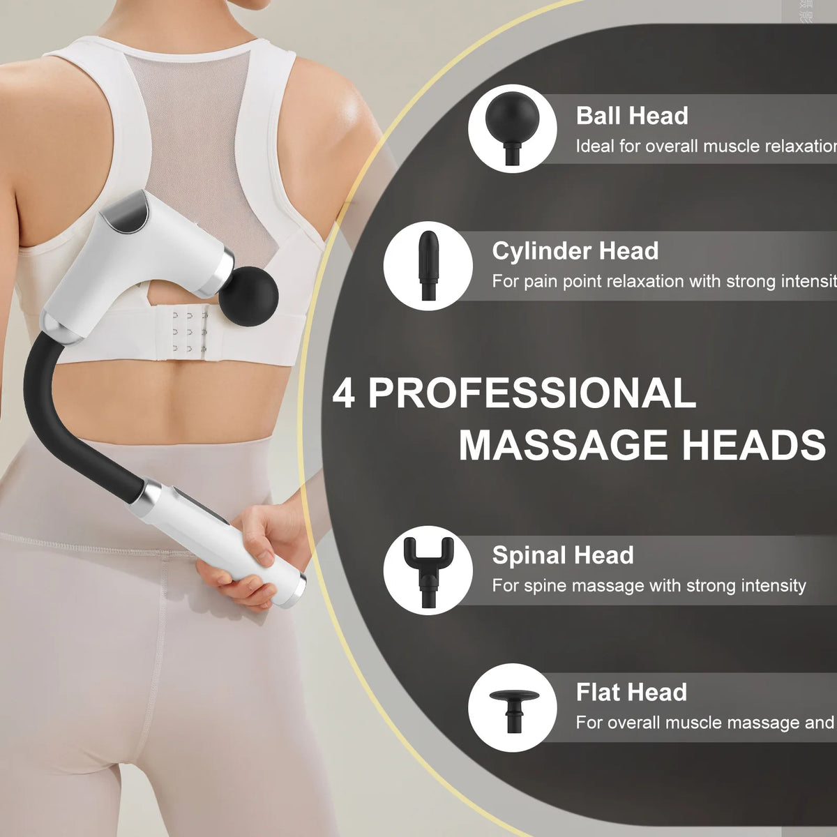 Rechargeable Long-Handle Massage Gun | 6 Speeds & 3 Modes