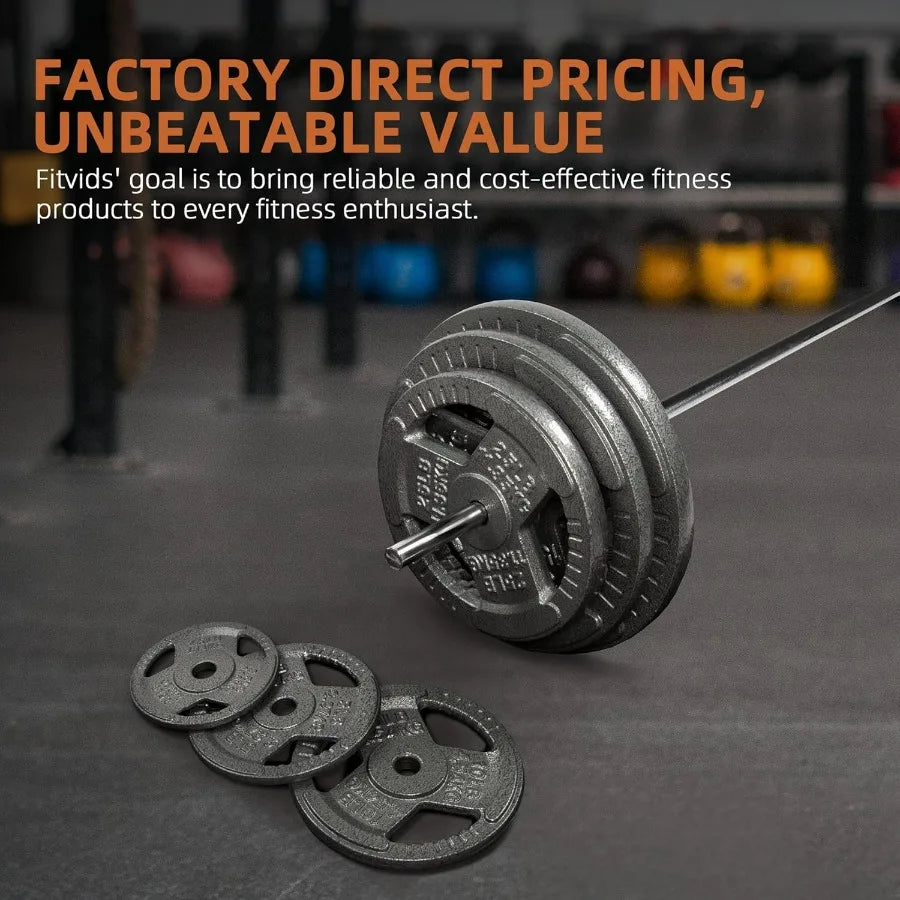 Cast Iron 1-Inch Standard Weight Plate for Strength Training & Weightlifting,10LB (Set of 4)