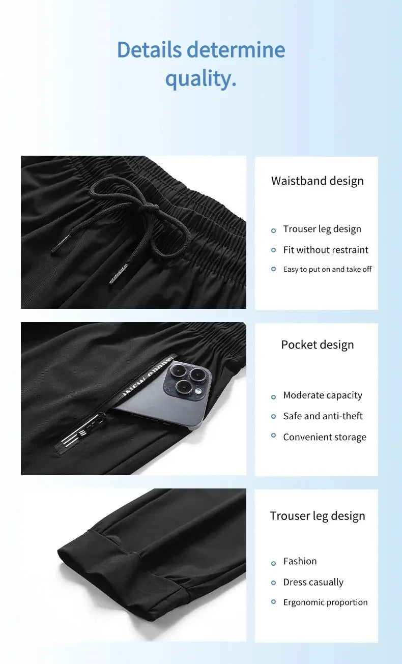 Men's Ice Silk Casual Sports Pants | Ultra-Thin Quick-Dry Elastic Trousers – Wellness-Whirl