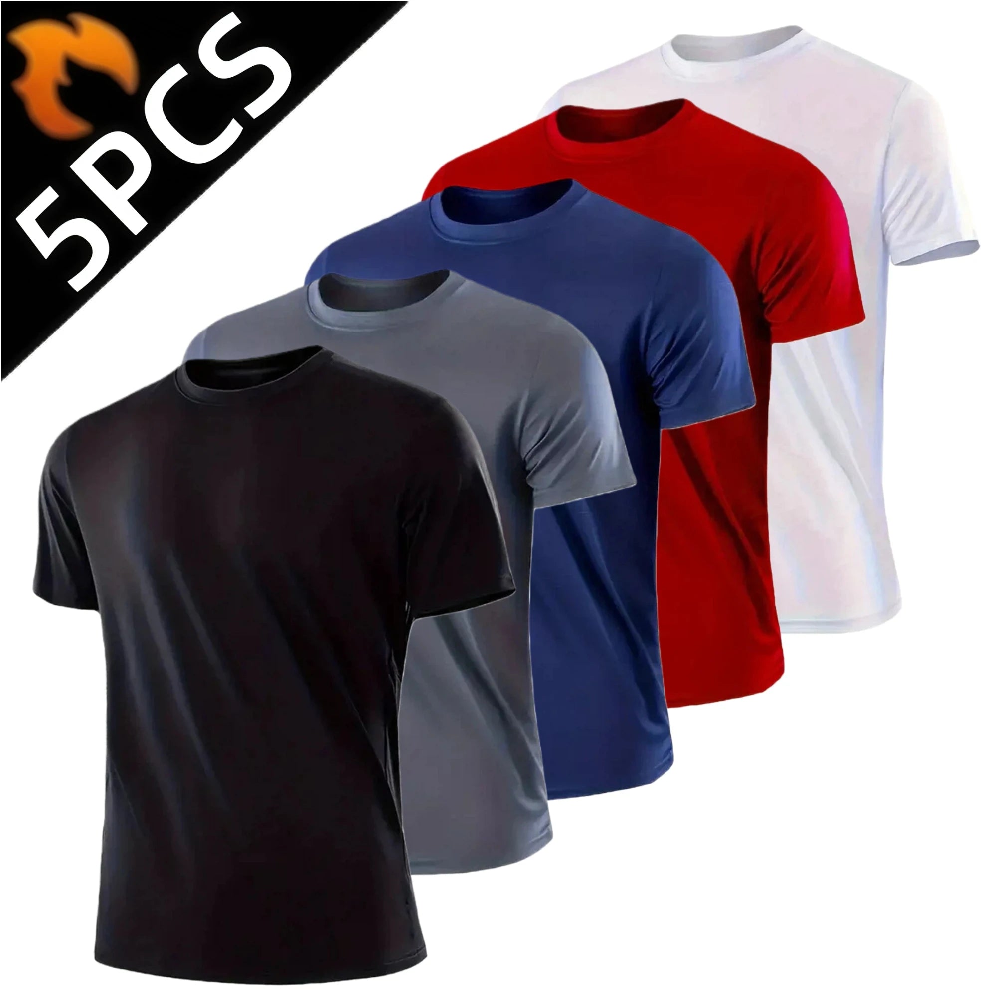 Men's Quick-Dry Sport Shirts 5-Pack | Breathable Athletic Training Tees – Wellness-Whirl