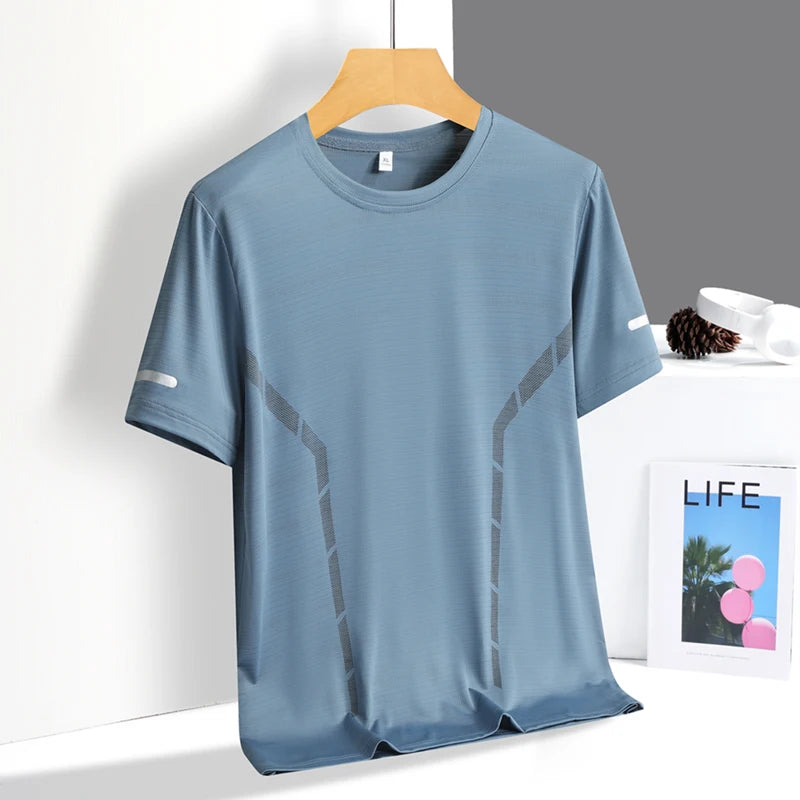 Men's Ice Silk Quick-Dry Running T-Shirt | Reflective Breathable Fitness Tee – Wellness-Whirl