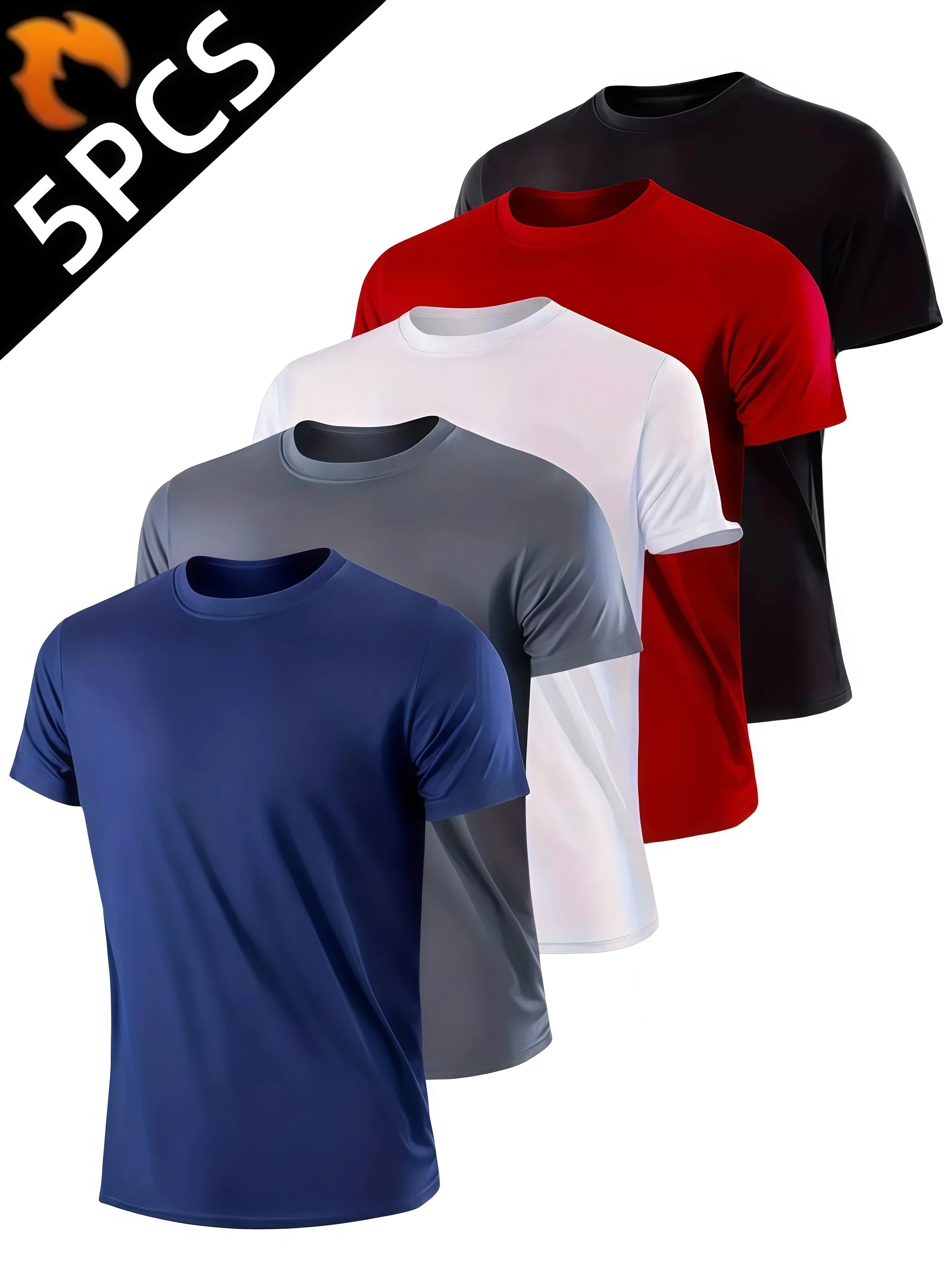 Men's Quick-Dry Sport Shirts 5-Pack | Breathable Athletic Training Tees – Wellness-Whirl