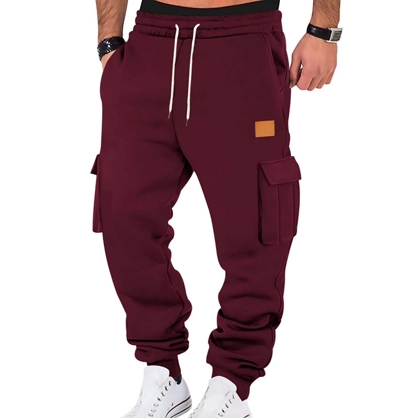 Men's Cargo Pants 2025 New Casual Loose Autumn Winter Straight Baggy Pants Multi-Pockets Solid Color Pinting Sweatpants 