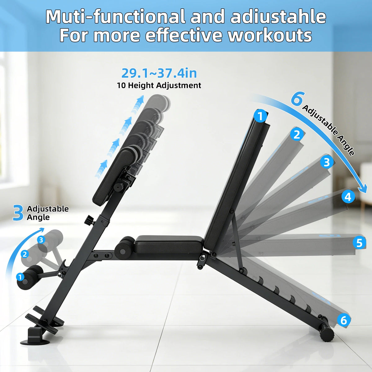 Multifunctional Adjustable Roman Chair with Resistance Bands