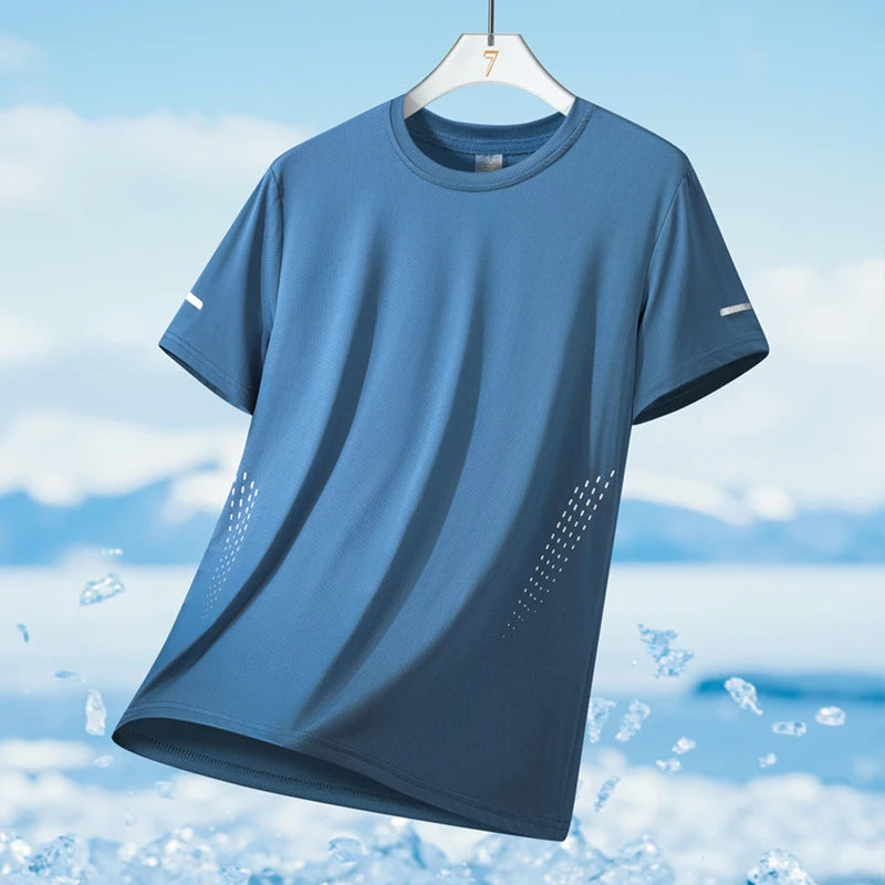 Men's Ice Silk Quick-Dry Running T-Shirt | Reflective Breathable Fitness Tee – Wellness-Whirl