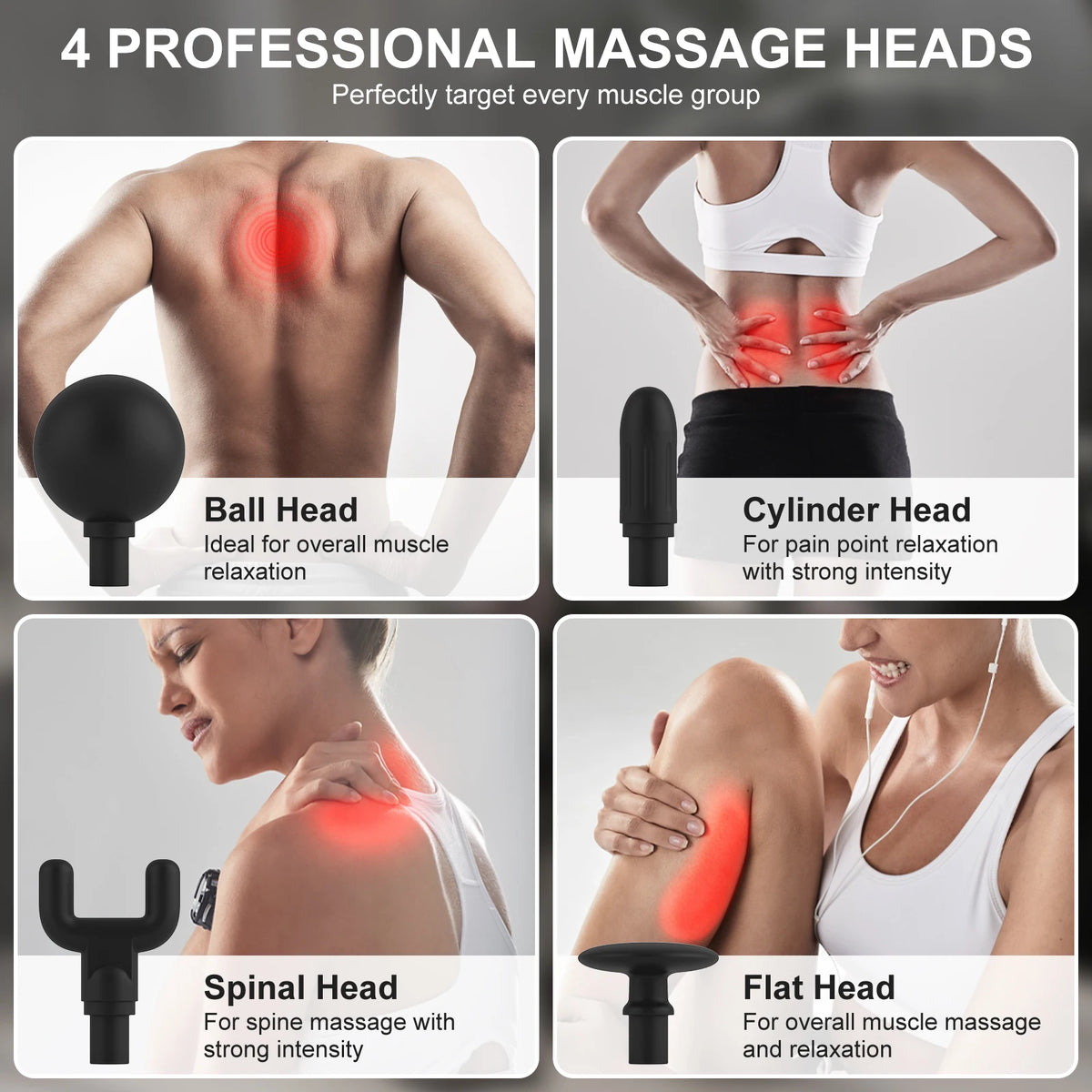 Rechargeable Long-Handle Massage Gun | 6 Speeds & 3 Modes