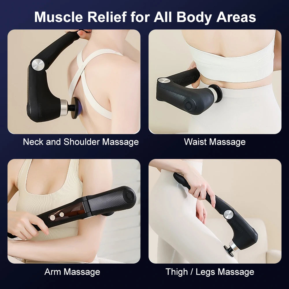 Adjustable Long-Handle Massage Gun | 9 Speeds & Hot/Cold Heads