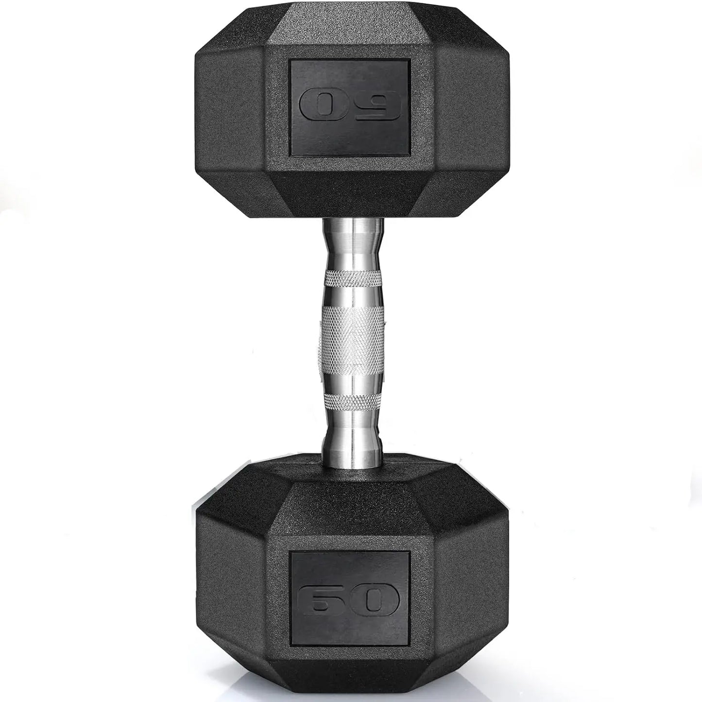 Rubber Hex Dumbbell Hand Weight, 30-75LB Dumbbells Rubber Coated Cast Iron Hex Black Dumbbells, Weights Dumbbells Set,1Pair/2Pcs
