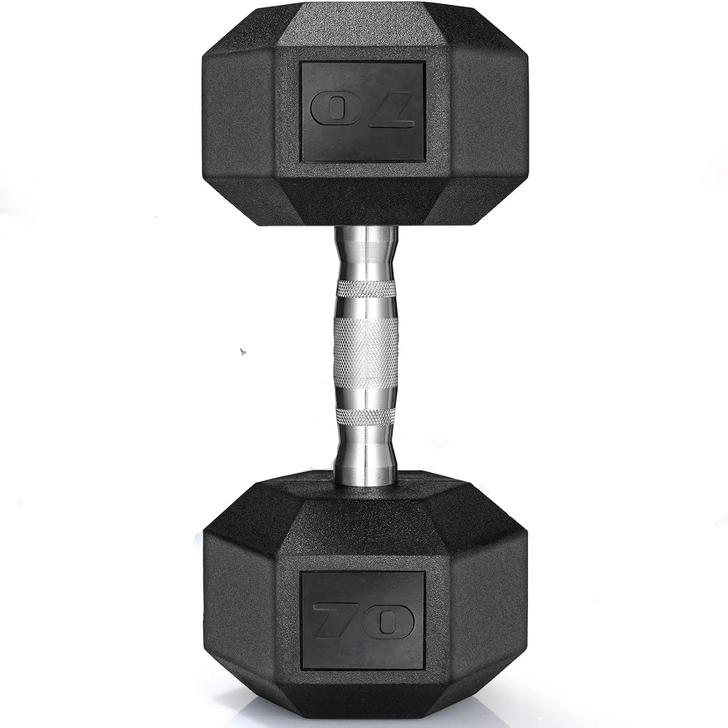 Rubber Hex Dumbbell Hand Weight, 30-75LB Dumbbells Rubber Coated Cast Iron Hex Black Dumbbells, Weights Dumbbells Set,1Pair/2Pcs
