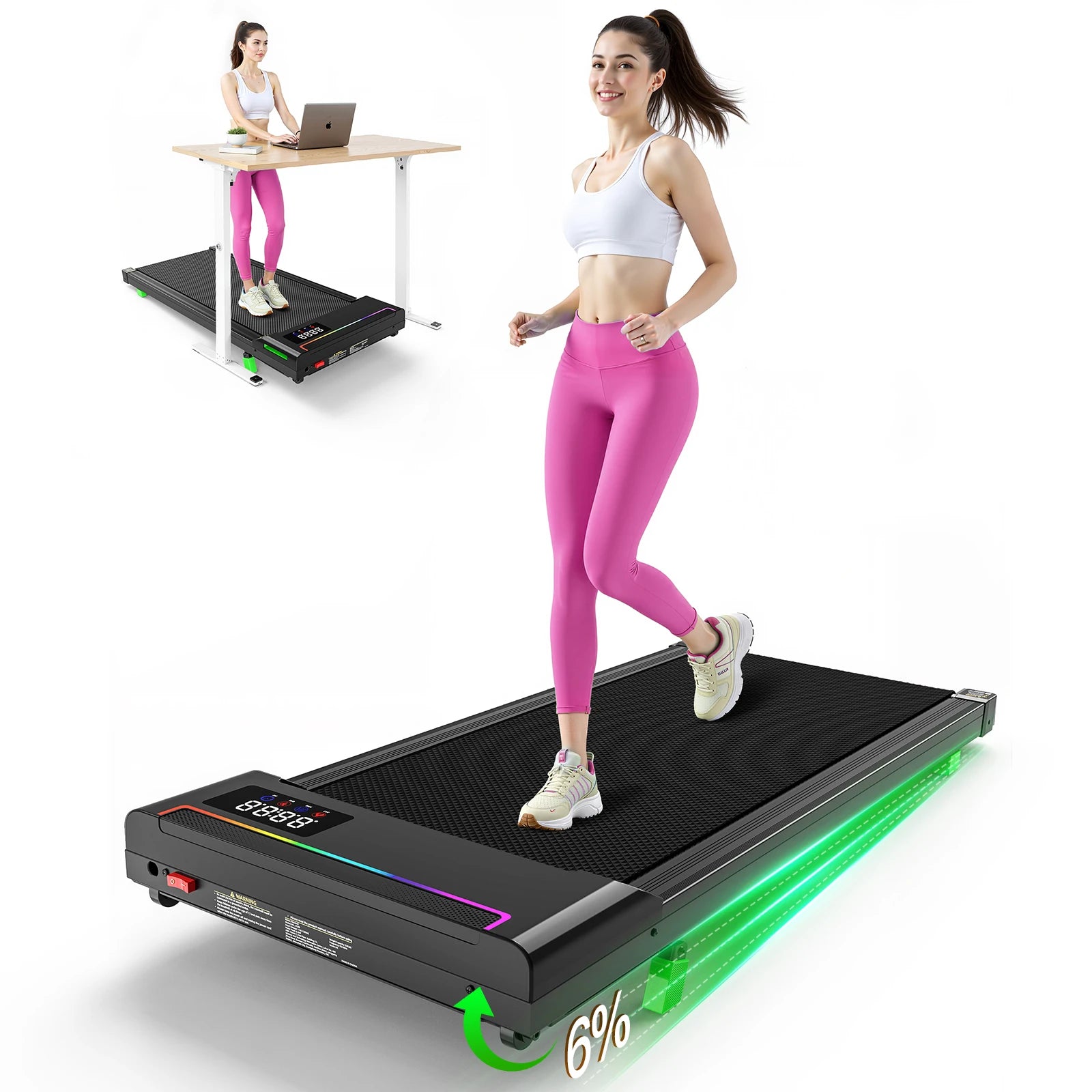 2-in-1 Under Desk Walking Pad Treadmill | 2.5HP Brushless Motor – Wellness-Whirl