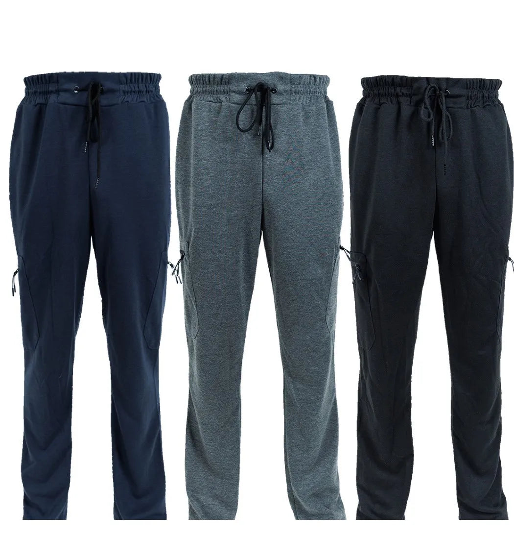 3 Pack Men's Fleece Lined Slim Fit Casual Tech Jogger Sweatpants Zipper Pockets GYM Track Pants S-3XL