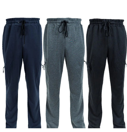 3 Pack Men's Fleece Lined Slim Fit Jogger Sweatpants | Zipper Pockets S-3XL – Wellness-Whirl