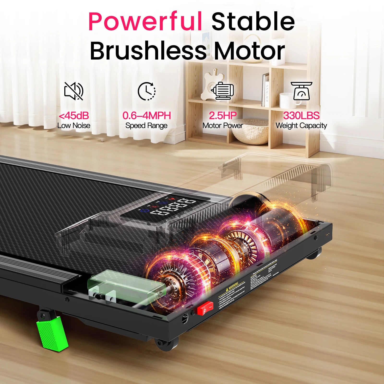 2-in-1 Under Desk Walking Pad Treadmill | 2.5HP Brushless Motor – Wellness-Whirl