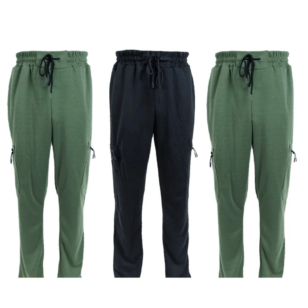 3 Pack Men's Fleece Lined Slim Fit Jogger Sweatpants | Zipper Pockets S-3XL – Wellness-Whirl
