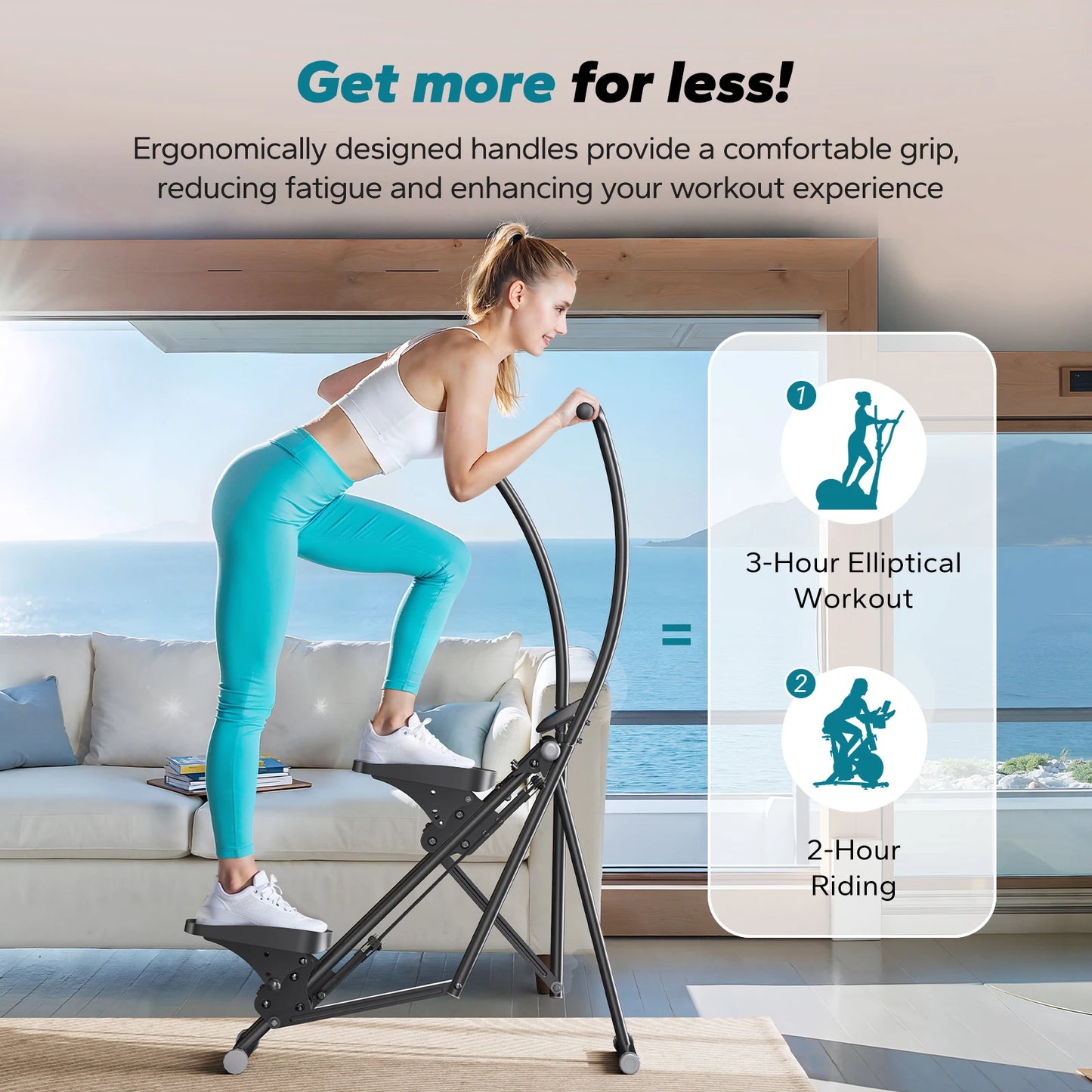 Stair Stepper for Home Gym, Compact Folding Stair Climber with Extended Step Range