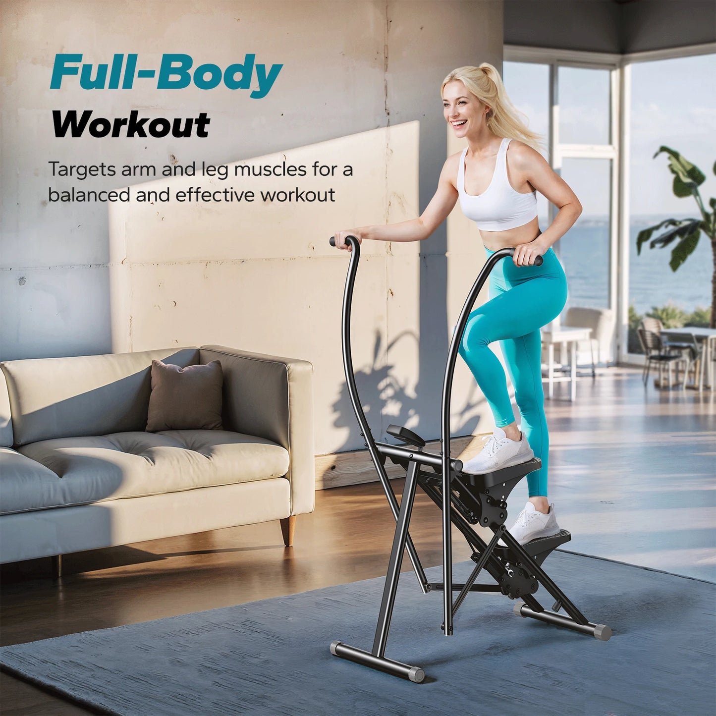 Stair Stepper for Home Gym, Compact Folding Stair Climber with Extended Step Range
