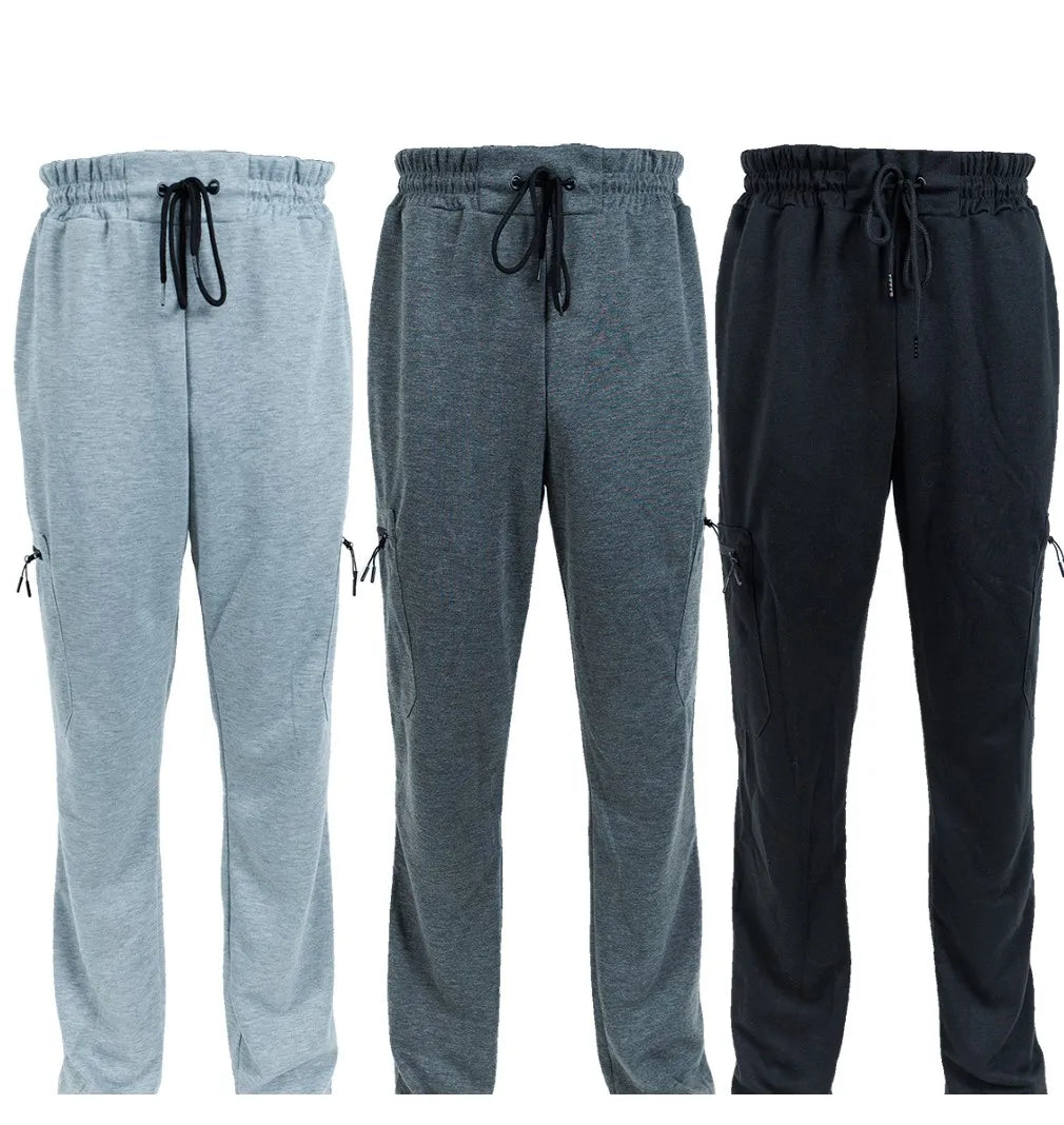 3 Pack Men's Fleece Lined Slim Fit Jogger Sweatpants | Zipper Pockets S-3XL – Wellness-Whirl