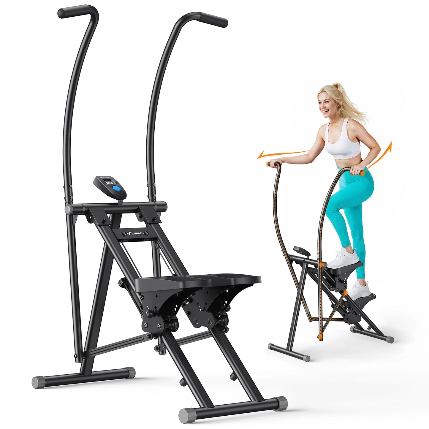 Stair Stepper for Home Gym, Compact Folding Stair Climber with Extended Step Range