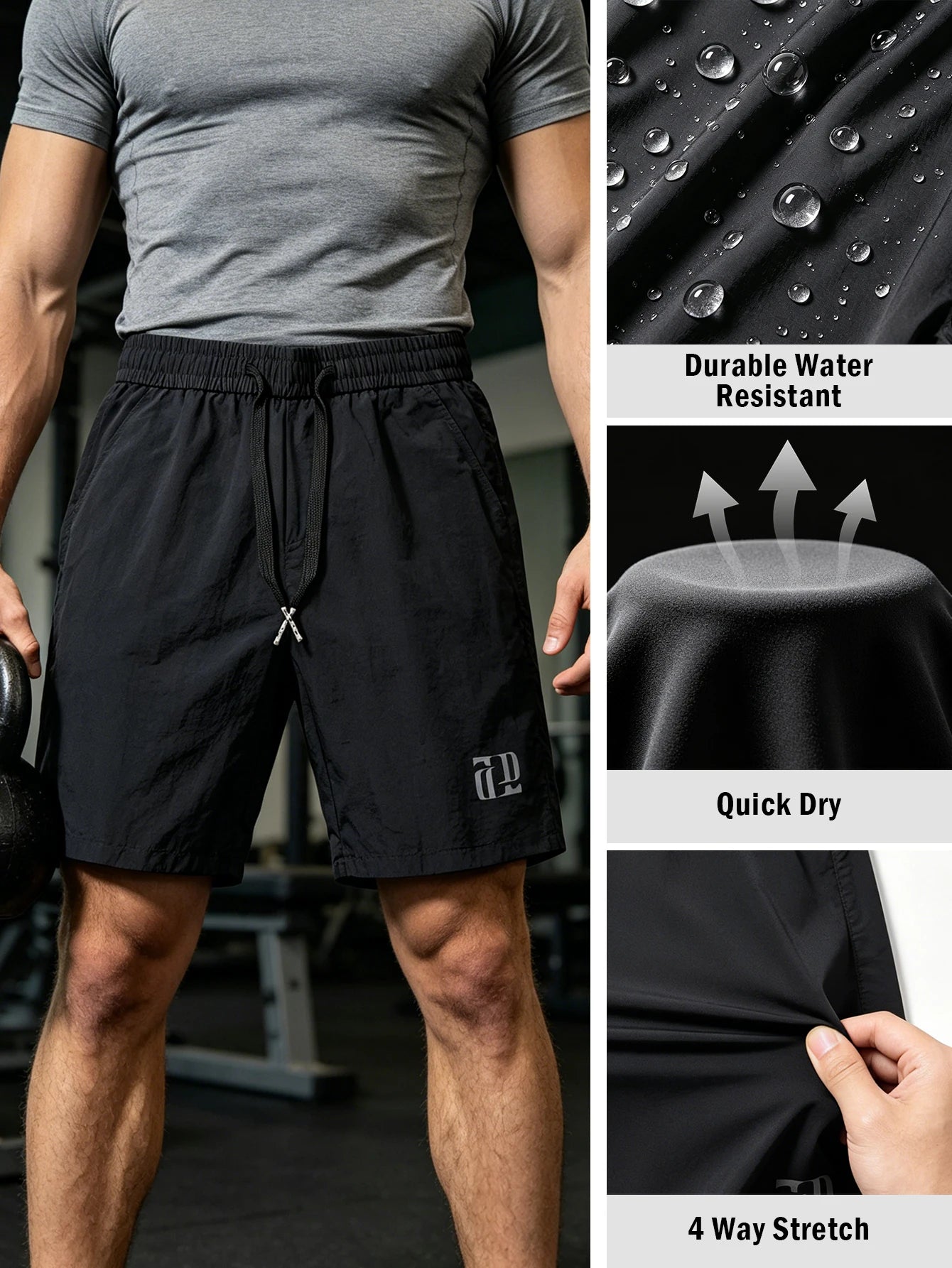 Men's Cargo Sweat Shorts Casual Sports Shorts, Drawstring Elastic Waistband Athletic Shorts,for Sports, Fitness, Jogging, Casual