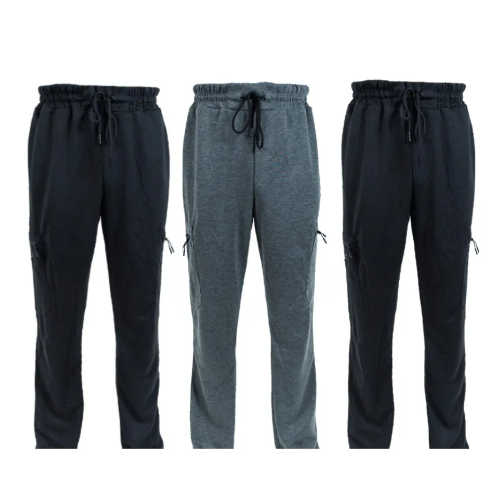 3 Pack Men's Fleece Lined Slim Fit Jogger Sweatpants | Zipper Pockets S-3XL – Wellness-Whirl