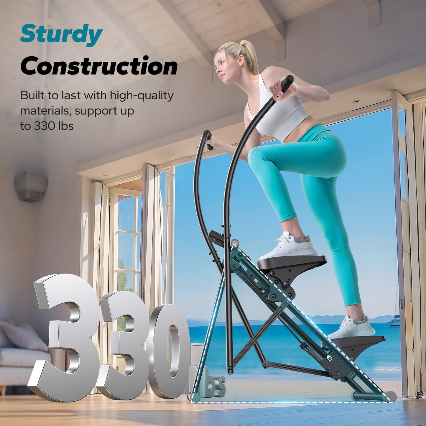 Stair Stepper for Home Gym, Compact Folding Stair Climber with Extended Step Range