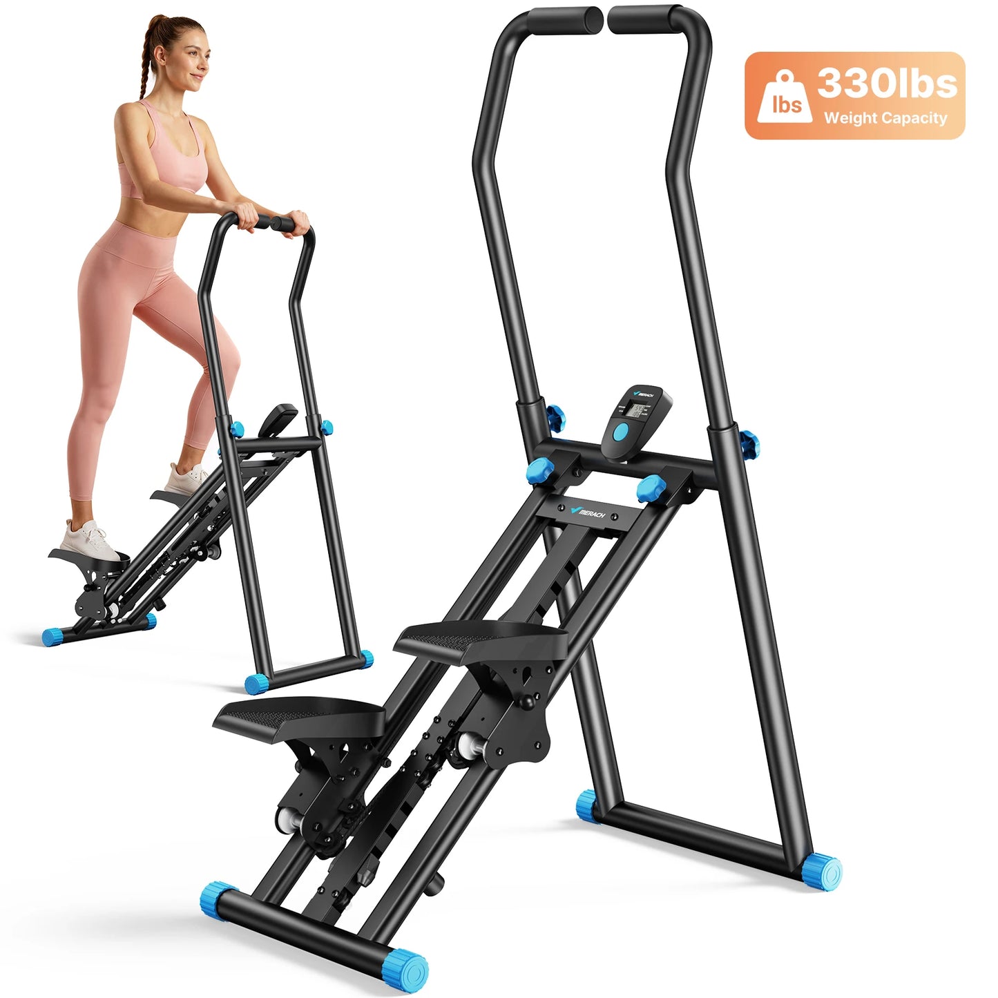 Stair Stepper Foldable Full Body Workout Silent Multi-functional Adjustable Fitness Climbing Machine for Home Use Exercise Running Sweating