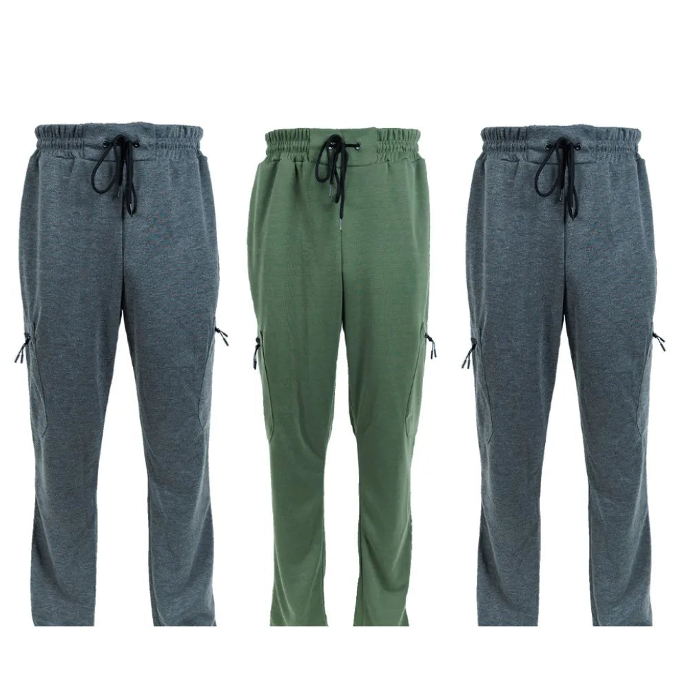 3 Pack Men's Fleece Lined Slim Fit Casual Tech Jogger Sweatpants Zipper Pockets GYM Track Pants S-3XL