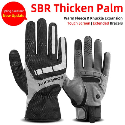 Winter Cycling Gloves | Windproof Full-Finger Fleece Gloves