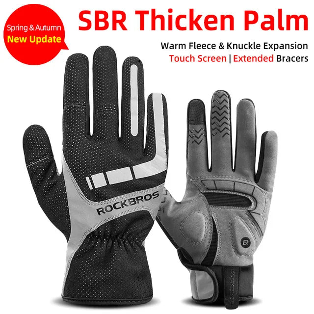 Winter Cycling Gloves | Windproof Full-Finger Fleece Gloves