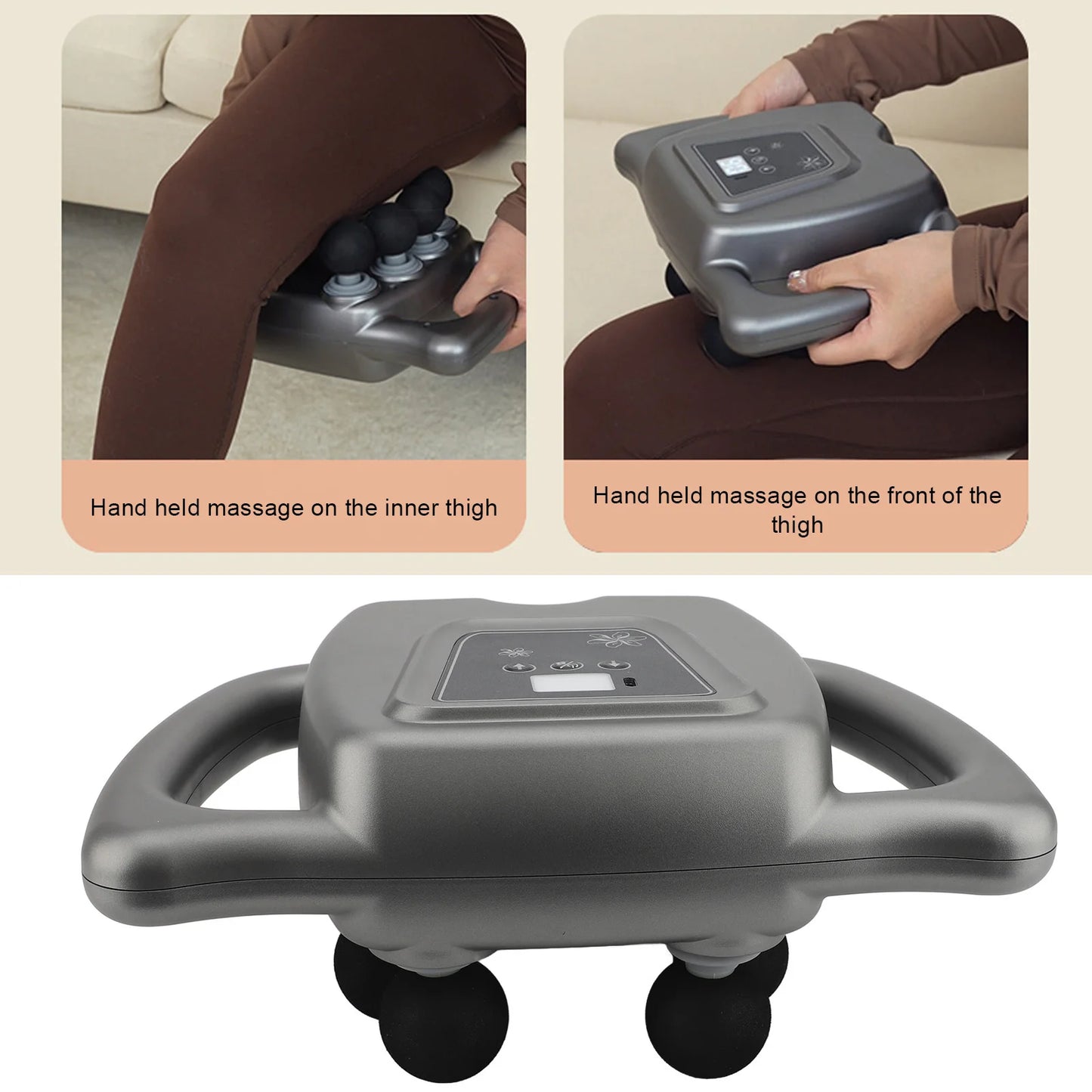 1PC 16 Heads Deep Tissue Massager 99 Intensity Levels Rechargeable ABS Silicone Gray Electric Massager for Back Shoulder Neck