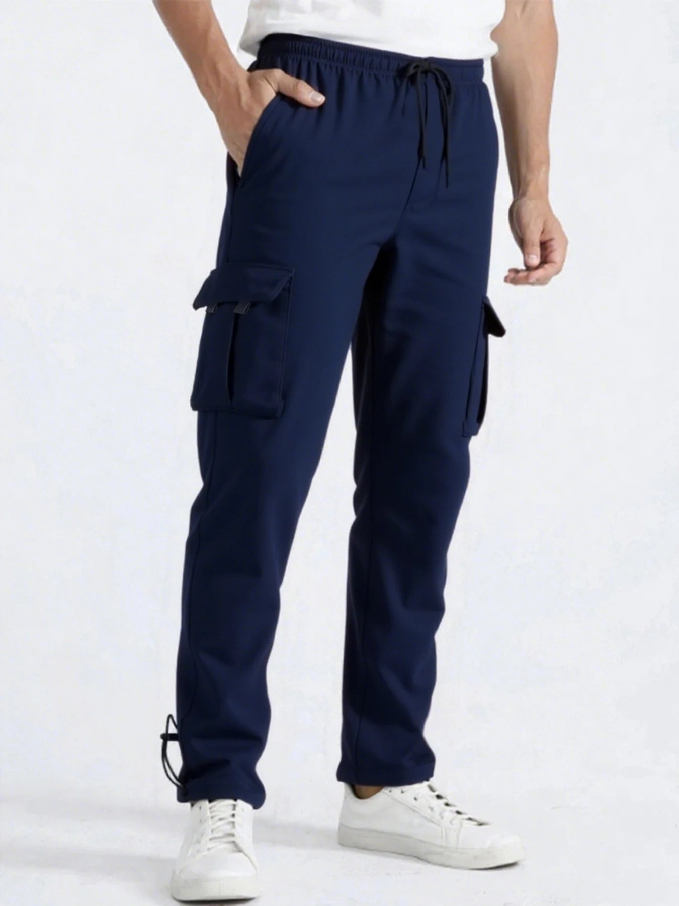 Men's Sweatpants Straight Fit Joggers for Sports and Streetwear Loose Oversized Drawstring Long Pants Men Multi-pocket Pants