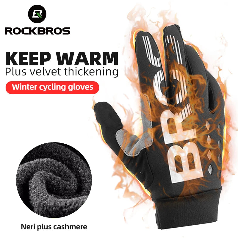 Winter Cycling Gloves | Windproof Full-Finger Fleece Gloves