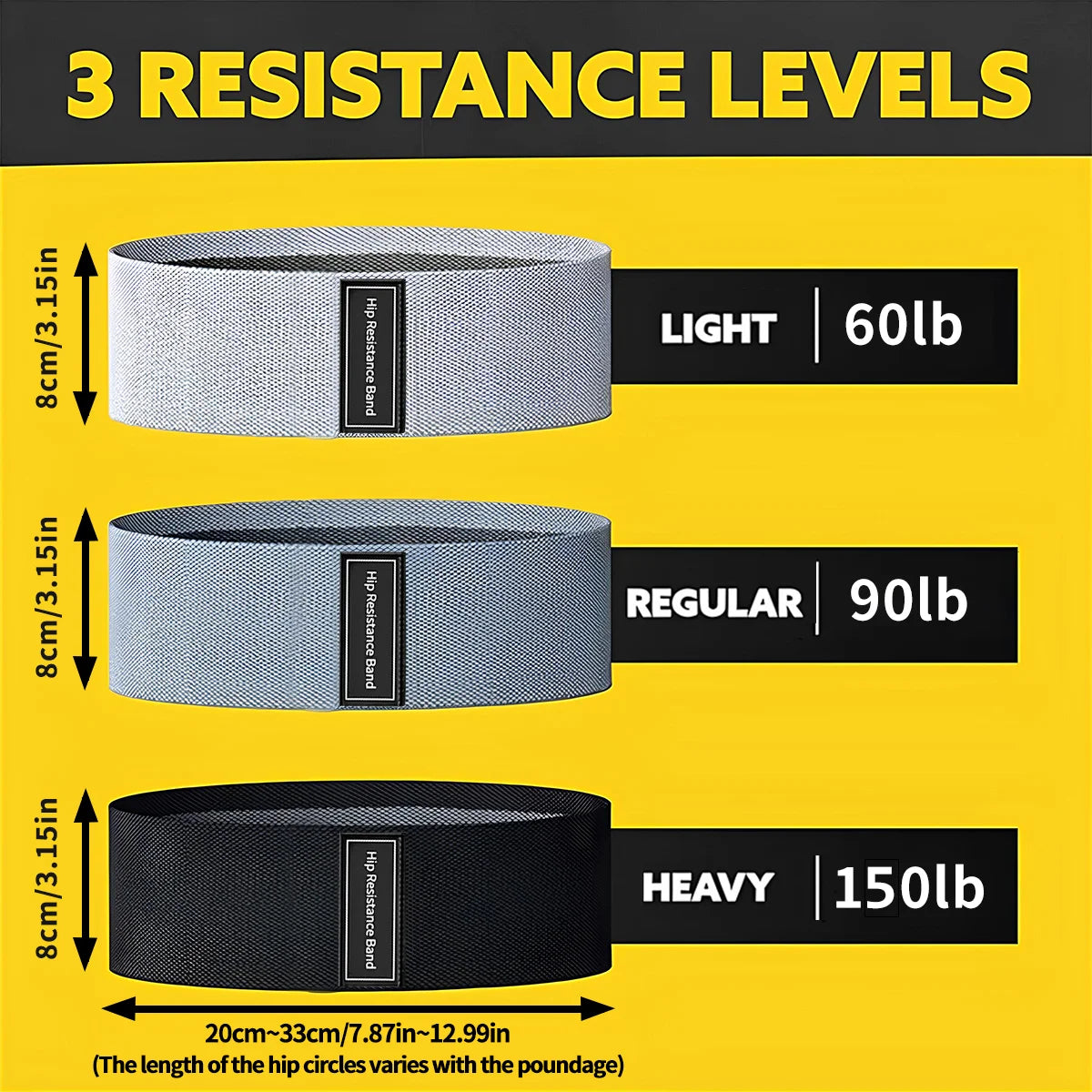 1/3pcs Elastic Resistance Band Legs and Hip Training, Comes with Storage Bag