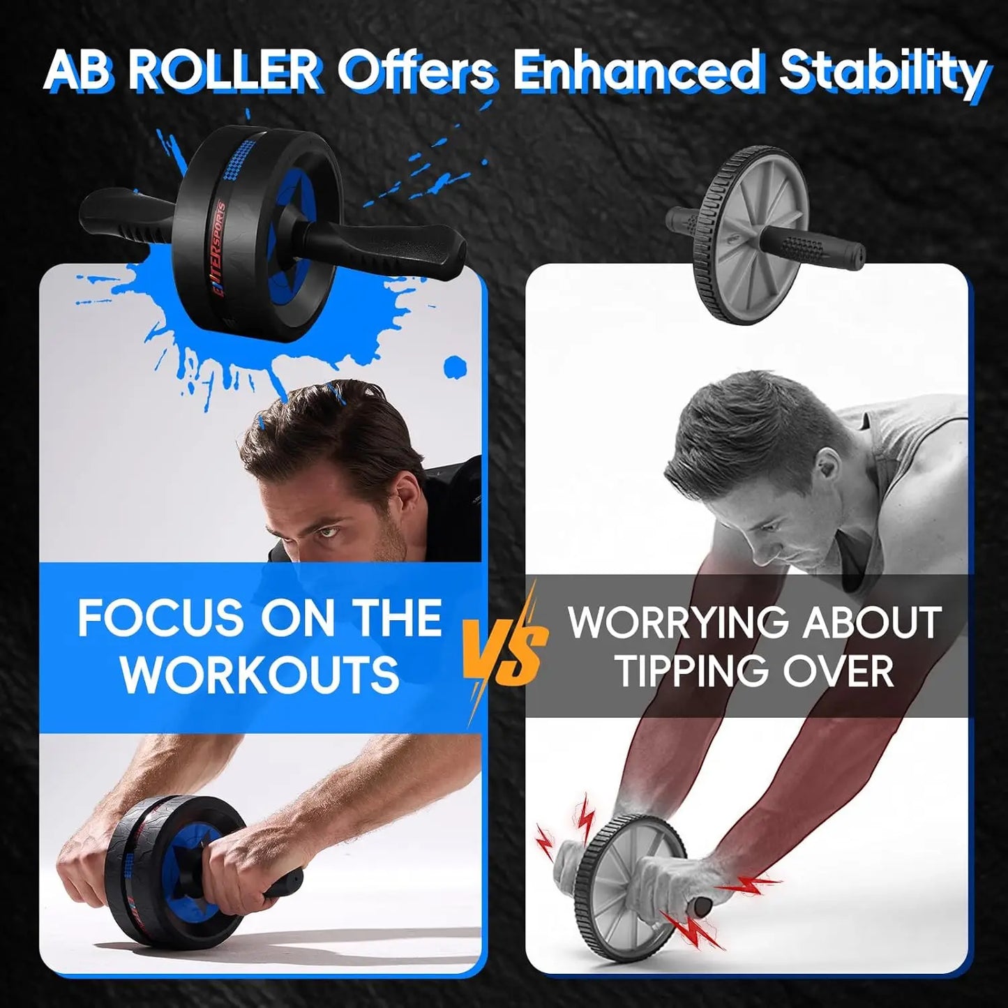 Ab Roller Wheel for Core Workout | Non-Slip Handles & Knee Mat Included