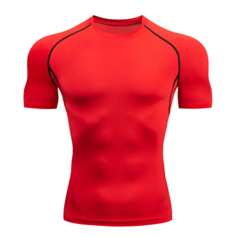 Men's Short Sleeve Compression Running T-Shirt | Gym & Athletic Fitness Tee – Wellness-Whirl