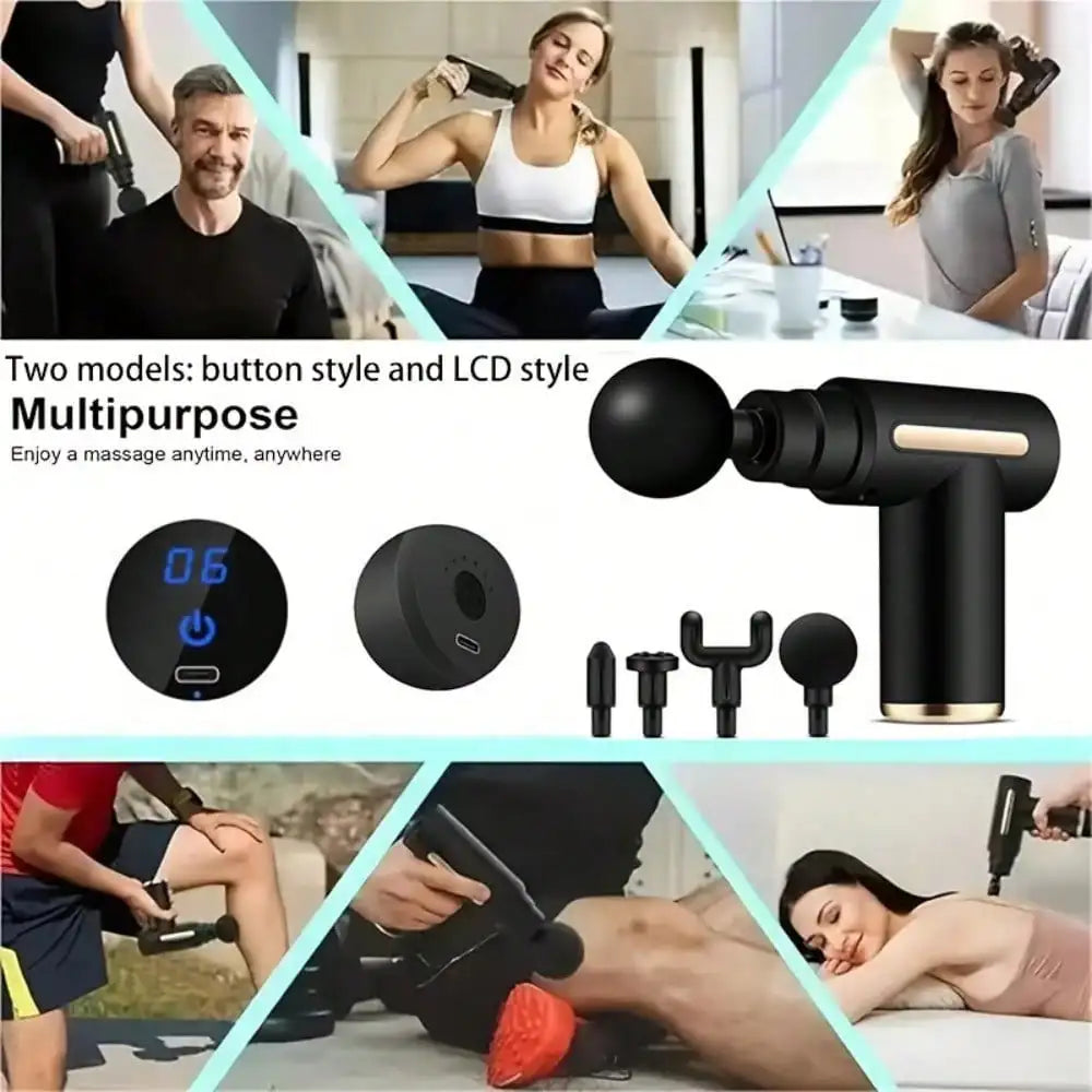 Electric Fascia Massage Gun, Portable Muscle Massager With LED Touch Screen